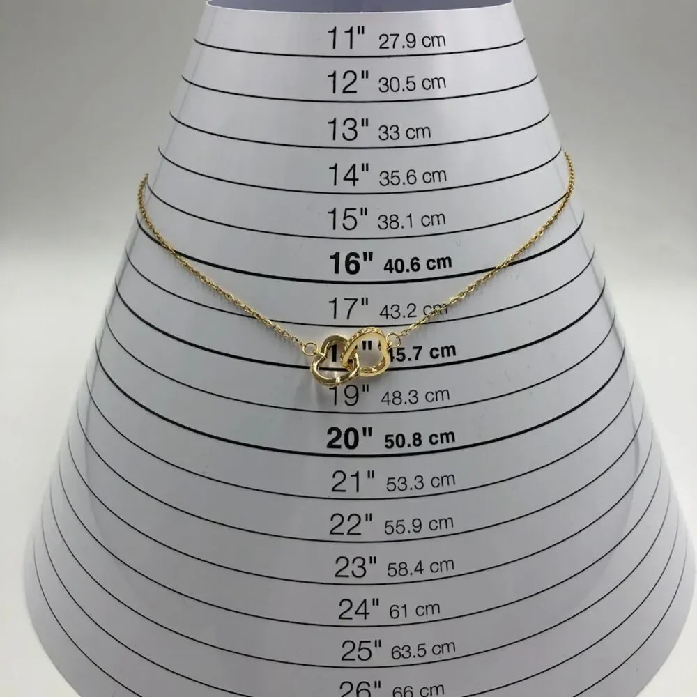 18K Gold Plated Women's Cubic Zirconia Dual Interlocking Heart Necklace Love